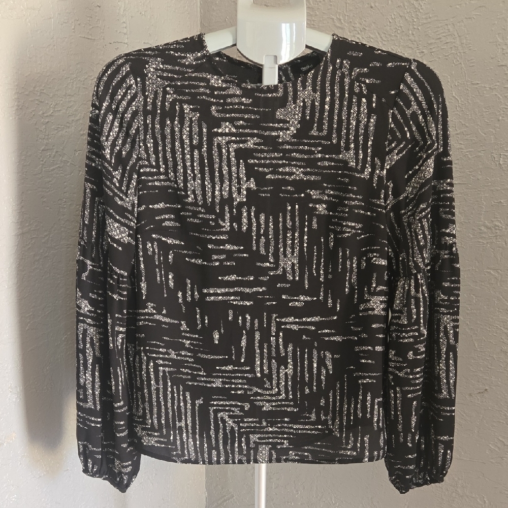 Black and White Patterned Womens Blouse